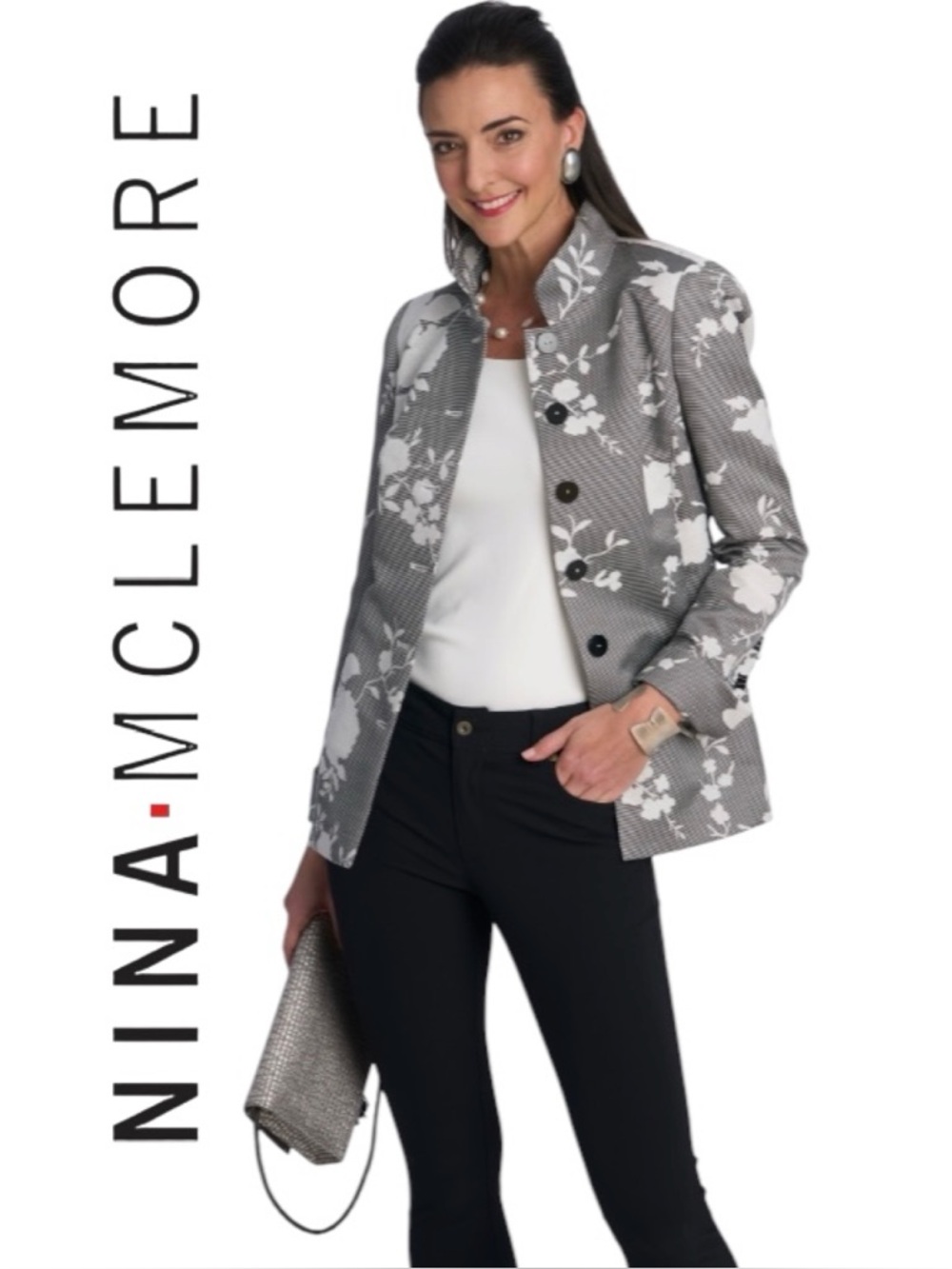 Nina McLemore • Thin Stripe Floral Car Coat / Jacket || Size 18